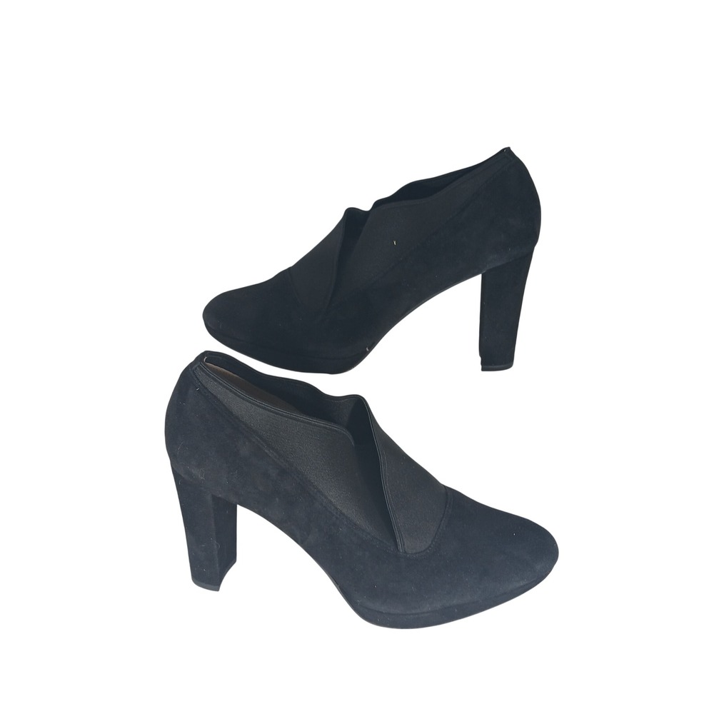Clarks Narrative Shooties 9.5 Black Suede Block Heel Round Toe Professional Mod